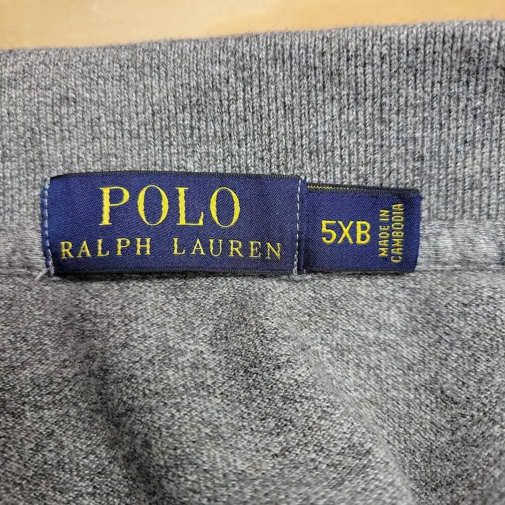 Polo Ralph Lauren Polo Shirt Men 5XB Gray Cotton Short Sleeve Pony Logo Casual